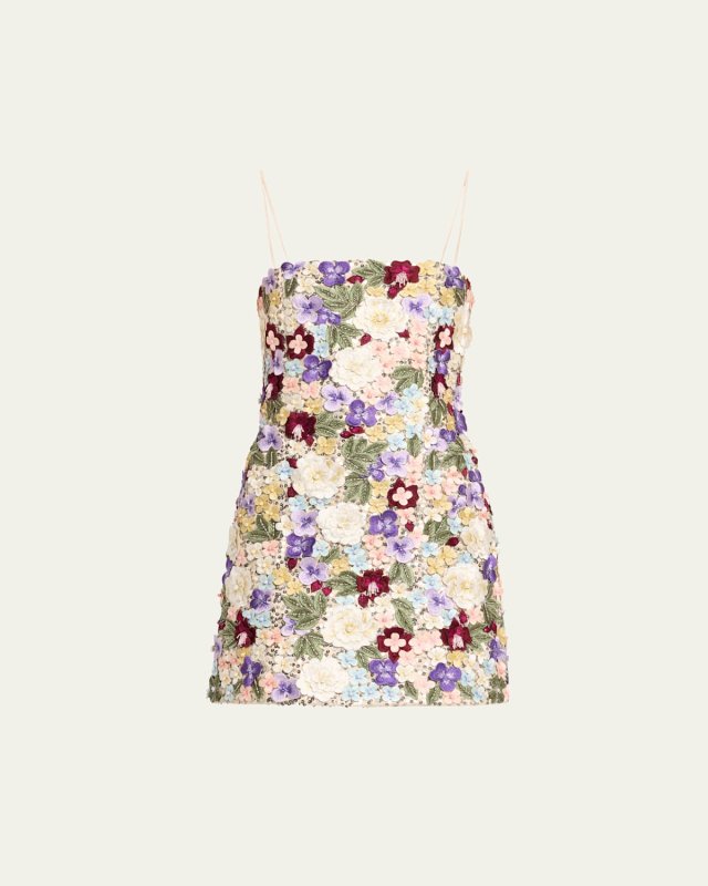 Velia Embellished Spaghetti-Strap Mini Gown